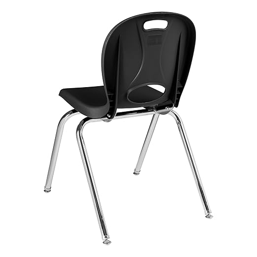 Learniture LNT-116-CSW-BK Learniture Structure Series Stackable School Chairs for Classroom, 16" Seat Height, Black, Pack of 4