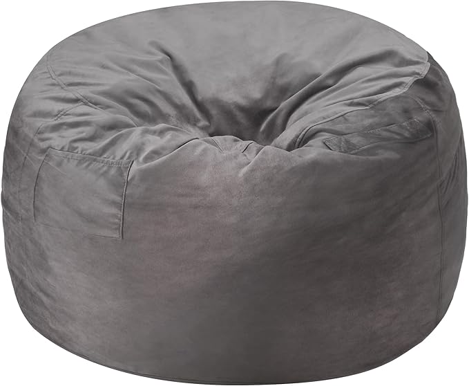 Homguava 5FT Bean Bag Chair Giant BeanBag with Memory Foam Filled, Comfy Bean Bag Chairs for Adults, Adult Bean Bag Chair with Dutch Velvet Cover for Living Room Bedroom-Grey