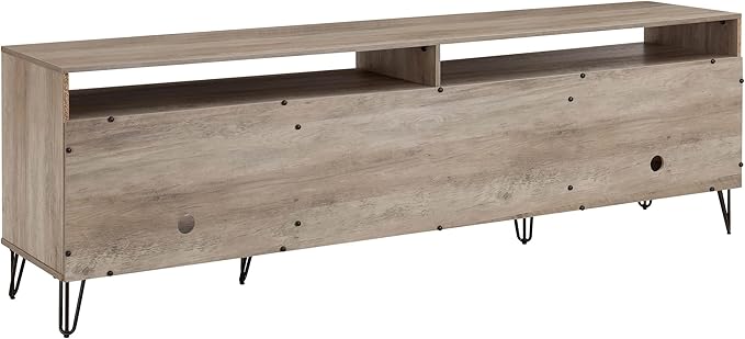 Manhattan Comfort Dumbo Mid Century Modern TV Stand for Televisions up to 80 Inches, Home Entertainment Center with Storage, 6 Shelves, 2 Drawers, No Tool Assembly, 85" Wide, Golden Brown