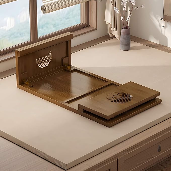 Folding Coffee Table Foldable Japanese Floor Table Low Table for Living Room,Dining Room,Tea,Tatami,Home Decoration (39.37 * 19.68 * 12.2 INCH)