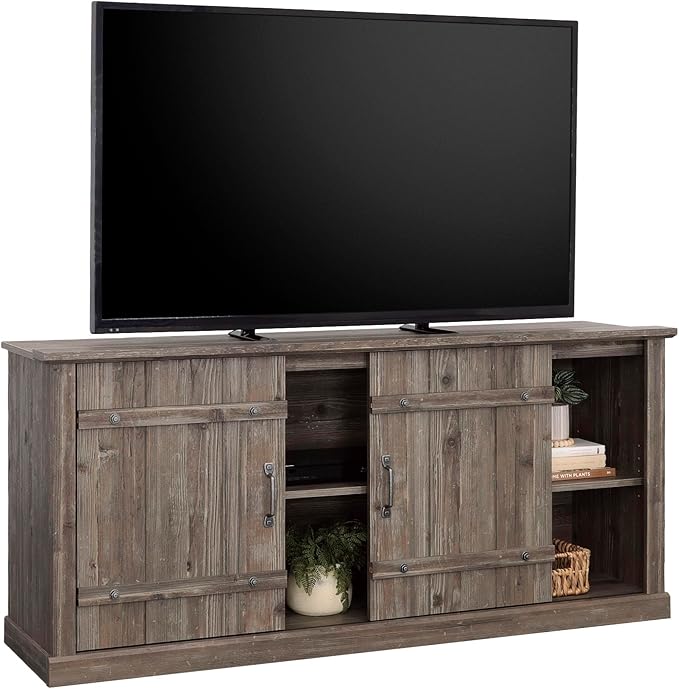 Sauder Entertainment Credenza, Pebble Pine Finish