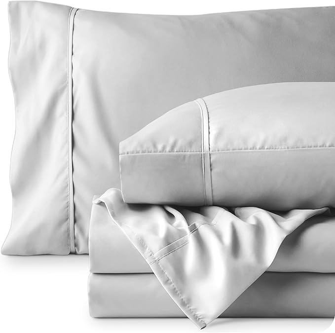 Bare Home Full Sheet Set - Luxury 1800 Ultra-Soft Microfiber Full Bed Sheets - Double Brushed - Deep Pockets - Easy Fit - 4 Piece Set - Bedding Sheets & Pillowcases (Full, Cloud Grey)