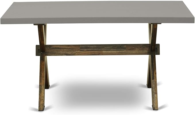 East West Furniture X797FL716-7 7 Piece Dining Table Set Consist of a Rectangle Kitchen Table with X-Legs and 6 Dark Khaki Linen Fabric Upholstered Chairs, 40x72 Inch, Multi-Color