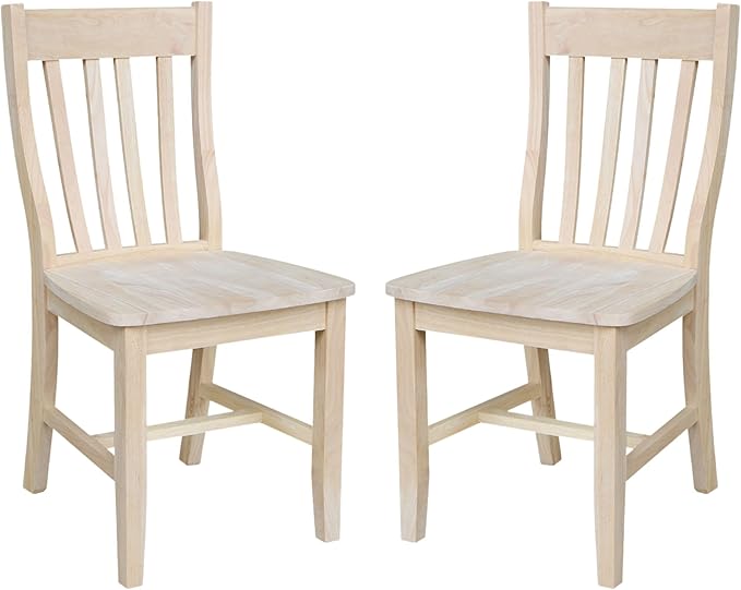 Set of Two Cafe Dining Chairs, Unfinished