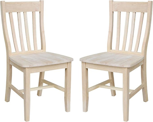 Set of Two Cafe Dining Chairs, Unfinished