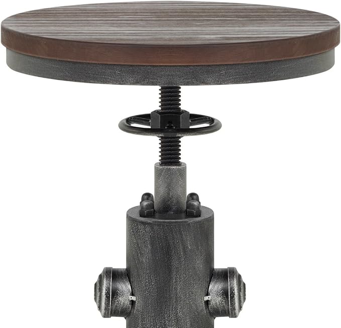 Topower Antique Vintage Industrial Barstool Solid Wood Water Pipe Fire Hydrant Design Cafe Coffee Industrial Bar Stool Set of 2 Silver