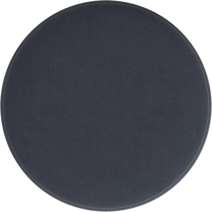 HomePop Upholstered Round Ottoman (No Lid, Seat Only) Home Décor | Round Pouf Foot Rest – Steel Blue Velvet