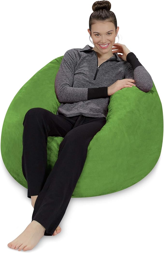 Sofa Sack Bean Bag Chair - Plush, Ultra Soft - Memory Foam Bean Bag Chair with Microsuede Cover - Stuffed Foam Filled Furniture and Accessories for Dorm Room 3 Feet - Lime
