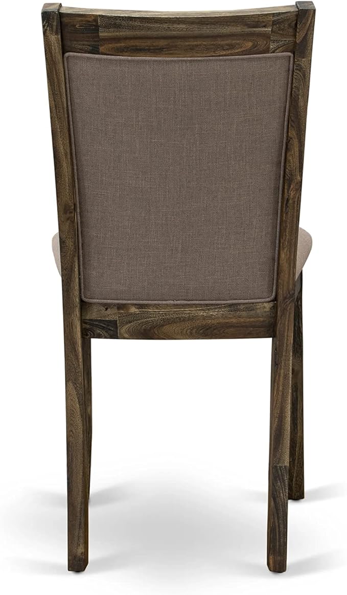 East West Furniture X727MZ748-6 6 Piece Dining Table Set Contains a Rectangle Kitchen Table with X-Legs and 4 Coffee Linen Fabric Upholstered Chairs with a Bench, 40x72 Inch, Multi-Color