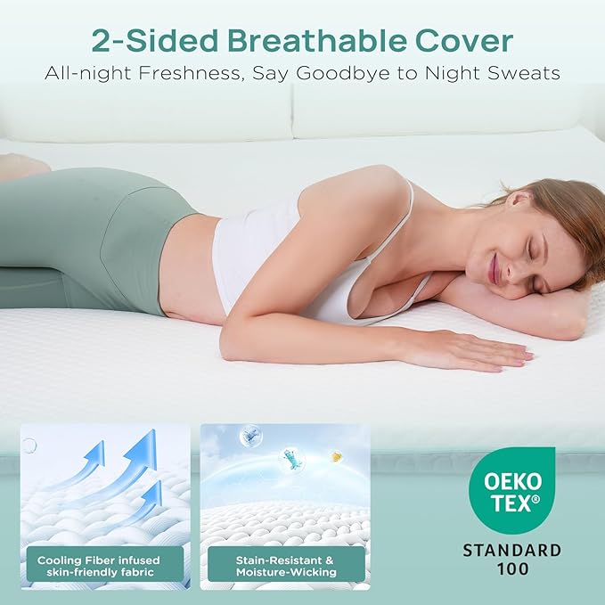3 Inch Firm Mattress Topper Full Size, Memory Foam Bed Topper with Soft & Firm Options for Back Pain Relief, Mattress Topper with 2-Sided Cover, Ergonomic 5-Zone Design, CertiPUR Certified