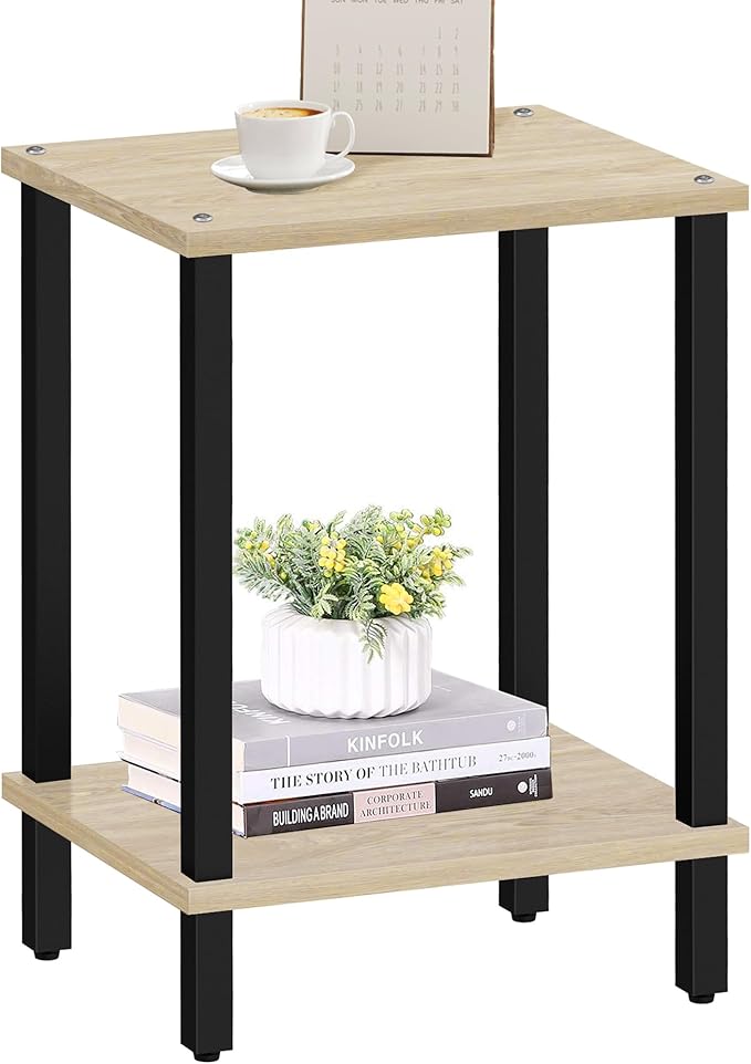 TUTOTAK End Table, Side Table, Nightstand, 2-Tier Storage Shelf, Sofa Side Table for Small Space, Living Room, Bed Room TB01BO034