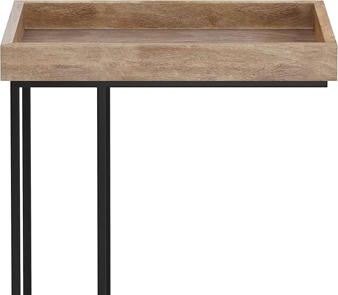 SIMPLIHOME Gallagher SOLID MANGO WOOD and Metal 12 inch Wide Rectangle Industrial C Side Table in Natural, Fully Assembled for the Living Room and Bedroom