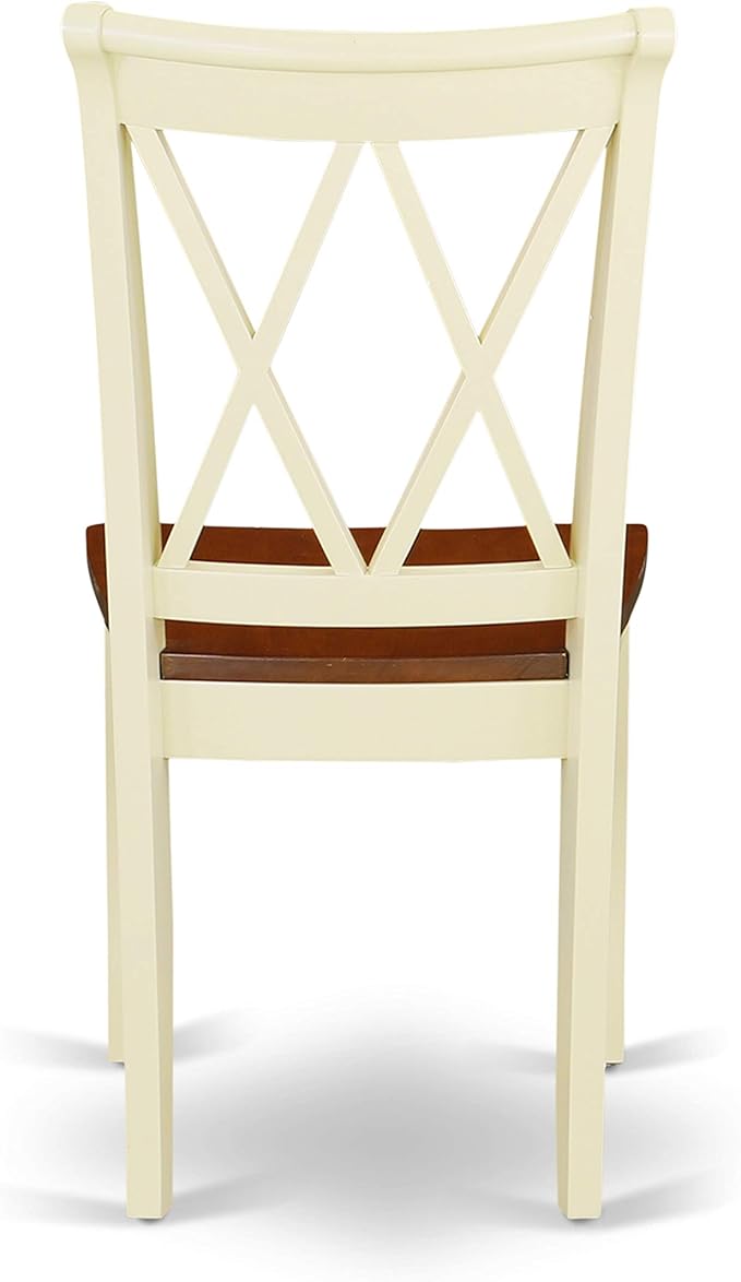 East West Furniture DOCL5-BMK-W 5 Piece Dining Set Includes a Rectangle Dining Room Table with Butterfly Leaf and 4 Wood Seat Chairs, 42x78 Inch, Buttermilk & Cherry