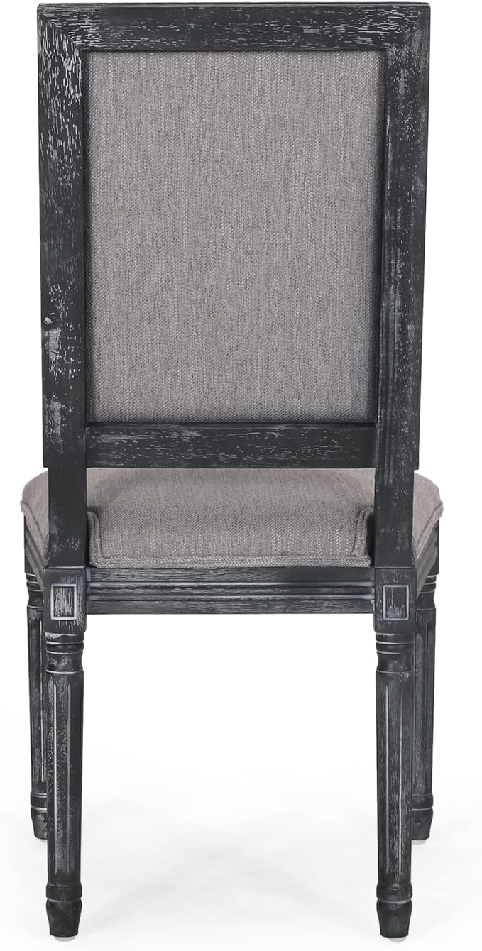 Christopher Knight Home Regina French Country Dining Chairs Set of 2, Wooden Dining Room Chair, High Back Kitchen Side Chair, Fabric Upholstered Armless Extra Seat, Gray