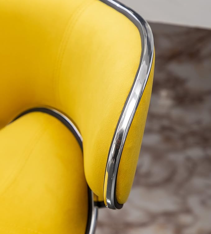 Roundhill Furniture Masaccio Velvet Upholstered Adjustable Swivel Barstool, Set of 2, Yellow