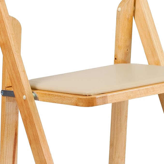 Flash Furniture 2 Pack HERCULES Series Natural Wood Folding Chair with Vinyl Padded Seat