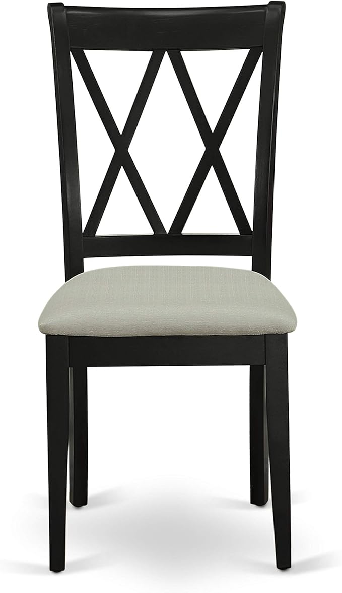 East West Furniture DUCL5-BLK-C 5 Piece Kitchen Table & Chairs Set Includes a Rectangle Dining Table and 4 Linen Fabric Dining Room Chairs, 36x60 Inch, Black