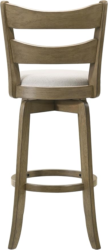 Armen Living Blair 26 in. Putty Brown Counter Height Rubberwood Swivel Barstool with Cream Fabric Seat - Set of 2