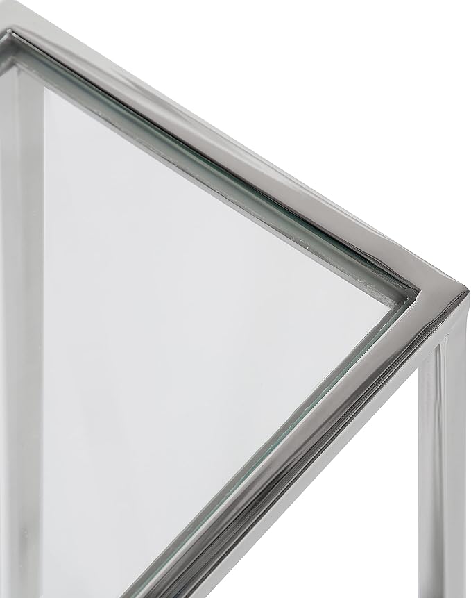 Kate and Laurel Jaspur Modern Slim End Table, 16 x 8 x 24, Silver, Decorative Glam Side Table for Use as Narrow Bedroom Nightstand or Living Room Accent