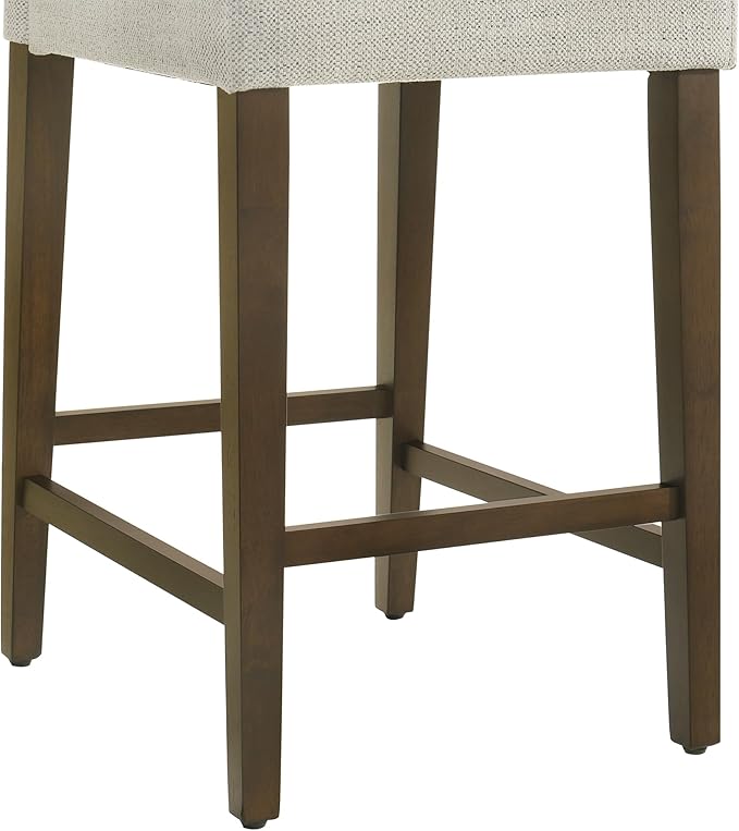 CHITA Counter Height Bar Stools Set of 3, 27" H Seat Height Upholstered Barstools, Fabric in Ivory