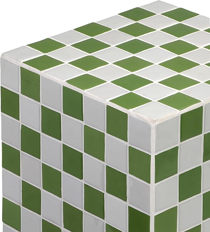JONATHAN Y END2000J Callista 18" Modern Bohemian Ceramic Tiled Rectangle End Table, Side Table, Accent Table for Living Room, Bedroom, Green/Light Gray