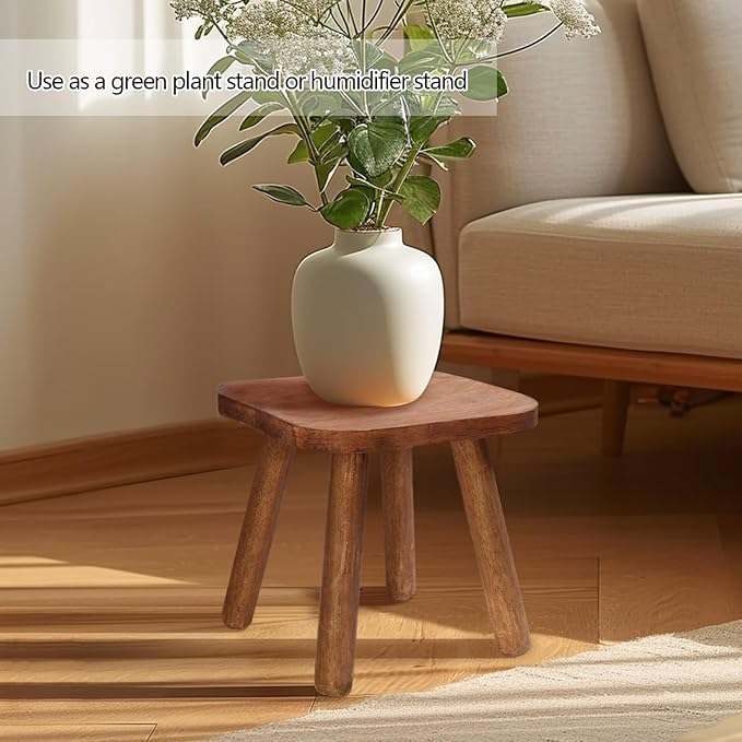 Wooden Step Stool for Adults Step Stool for Toddlers Plant Stool Small Wooden Stool with Four Detachable and Assembled Legs Nicely Balanced (Classic 9.3inch)