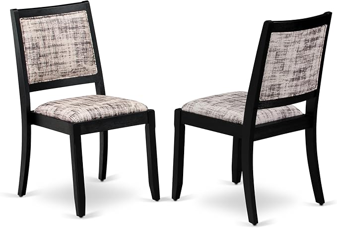 X02X2-2C6-30 4-pc Dining Room Table Set a Rectangular Kitchen Table and a wooden Bench and 2 Wire Brushed Black Polyester Stackable Chair, 39x120 Inch, Wire Brushed Black