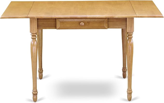 East West Furniture MZAN3-OAK-C 3 Piece Dining Room Table Set Contains a Rectangle Kitchen Table with Dropleaf and 2 Linen Fabric Upholstered Dining Chairs, 36x54 Inch, Oak