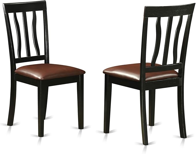 East West Furniture PFAN9-BCH-LC 9 Piece Dining Room Table Set Includes a Square Kitchen Table with Butterfly Leaf and 8 Faux Leather Upholstered Dining Chairs, 54x54 Inch, Black & Cherry
