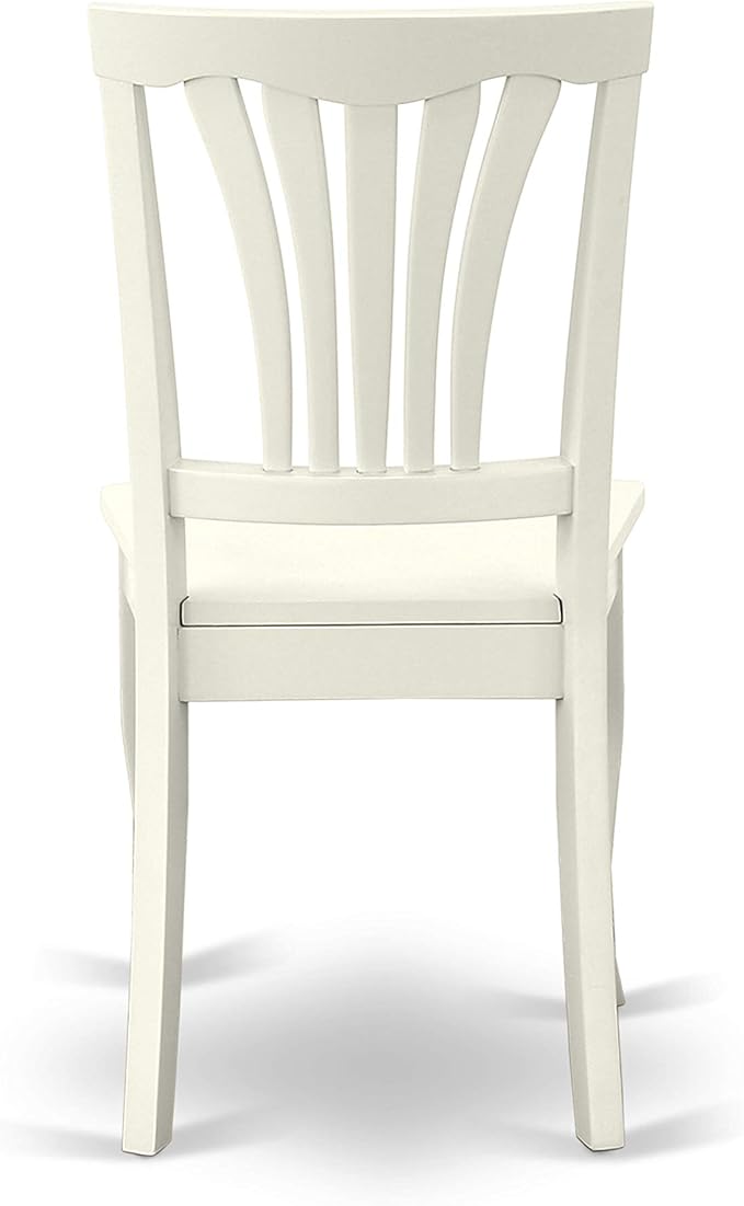 East West Furniture DLAV5-LWH-W 5 Piece Dining Set Includes a Round Dining Room Table with Dropleaf and 4 Wood Seat Chairs, 42x42 Inch, Linen White