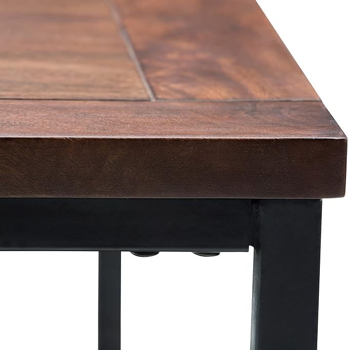 SIMPLIHOME Skyler Square Coffee Table - 34 inch Wide Solid Mango Wood and Metal Living Room Table in Dark Cognac Brown, Industrial Center Table for Family Room with Open Shelf and Black Frame