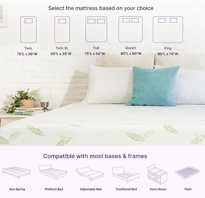 NapQueen King Size, 12 Inch Anula Green Tea Infused Memory Foam Mattress, Bed in a Box, CertiPUR-US Certified Mattress