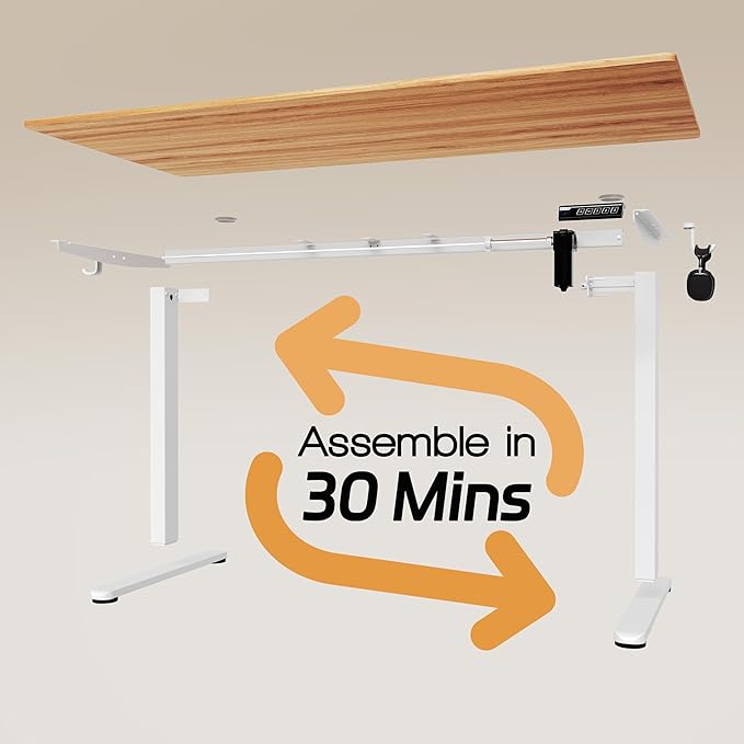 Monomi 55 Inch Large Electric Standing Desk, Height Adjustable Sit Stand Up, Work Home Office Computer PC Desks, Gaming Writing Study Bedroom Rising Table, Natural