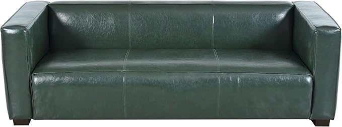 Merax Mid Century Modern 3 Seater Sofa with Birch Wood Legs, 80" Wide Smooth Upholstered Couch for Living Room, Apartment, Green