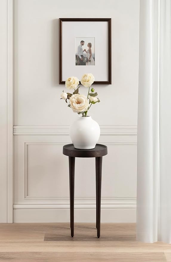 Kate and Laurel Rava Modern Metal Round Drink Table, 10 x 10 x 21, Bronze, Cast Aluminum Accent Table for Use as Indoor Plant Stand or Living Room Decor Piece