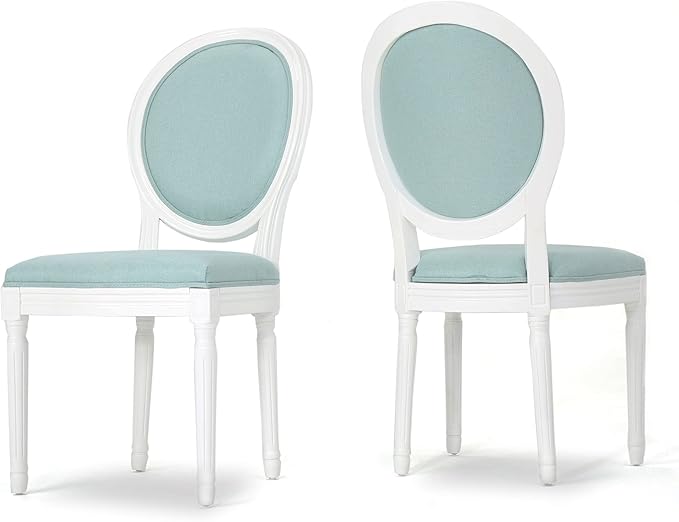 Christopher Knight Home Phinnaeus Fabric Dining Chairs, 2-Pcs Set, Light Blue