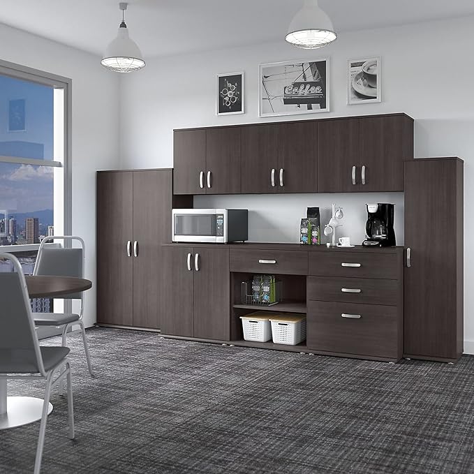 Bush Business Furniture Universal Floor Cabinet with Doors, Vertical Office Storage Unit with Adjustable Shelving for Workspace, Storm Gray