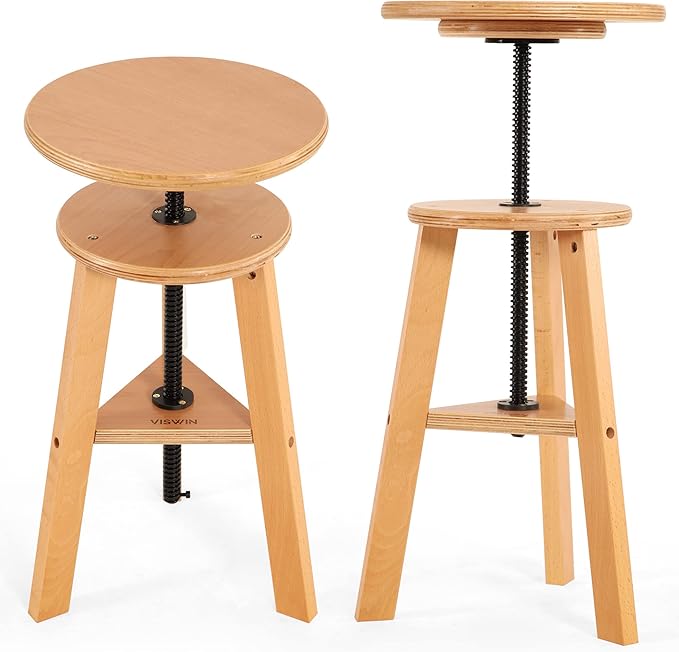 VISWIN Adjustable Drafting Stool for Artists & Adults, 19"-26" Height Solid Beech Wood Art Stool for Studio, Swivel Drafting Chair for Drawing, Home Use, Office, Kitchen