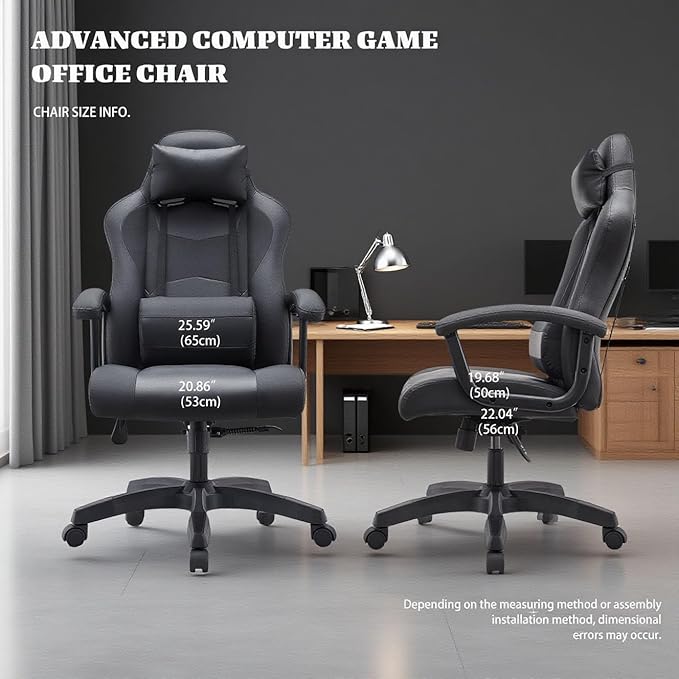 Ergonomic Office Chair High Back Desk Chair Height Computer Chair Big and Tall Office Chair with Adjustable Headrest and Lumbar Support Black