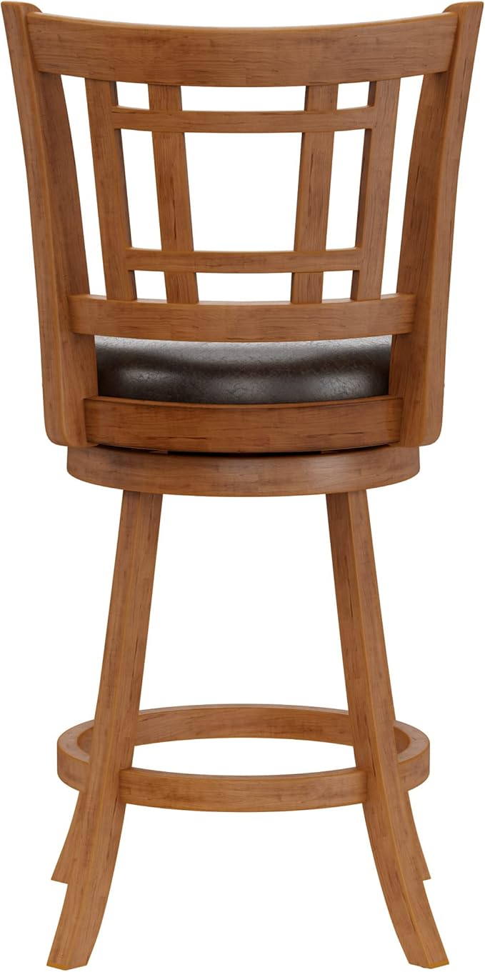 Hillsdale Fairfox Swivel Stool with Rectangular Lattice Back, Counter Height, Oak