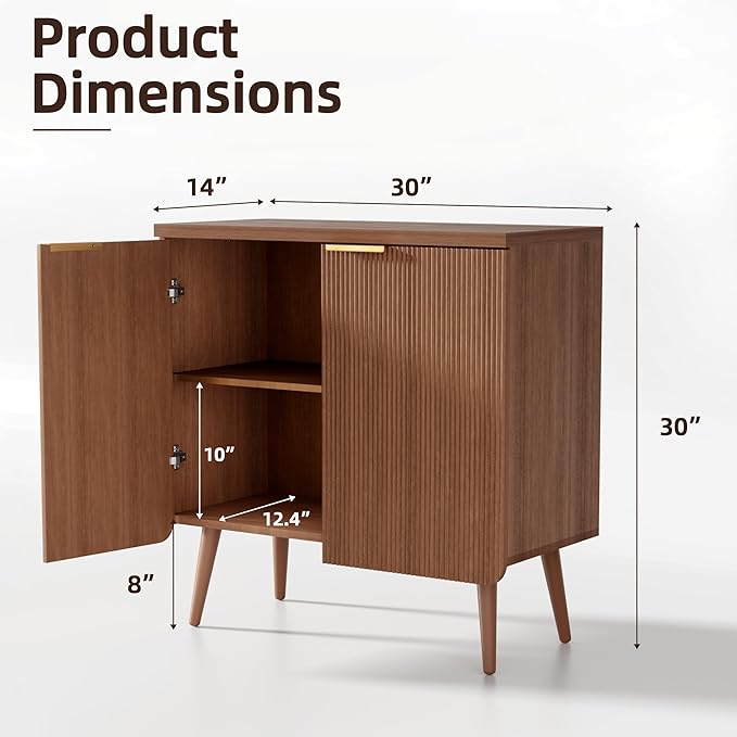 Sideboard Buffet Cabinet with Storage, 2 Doors Wood Entryway Cabinet, Modern Accent Cabinet with Solid Wood Feet & Adjustable Shelves, Multifunctional Console Table for Living Room, Kitchen, Hallway