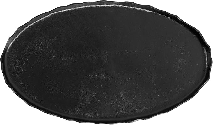 Kate and Laurel Alessia Modern Oval Coffee Table, 34 x 20 x 15, Black, Metal Living Room Table for Storage and Display with Antique Deckled Edge Detailing