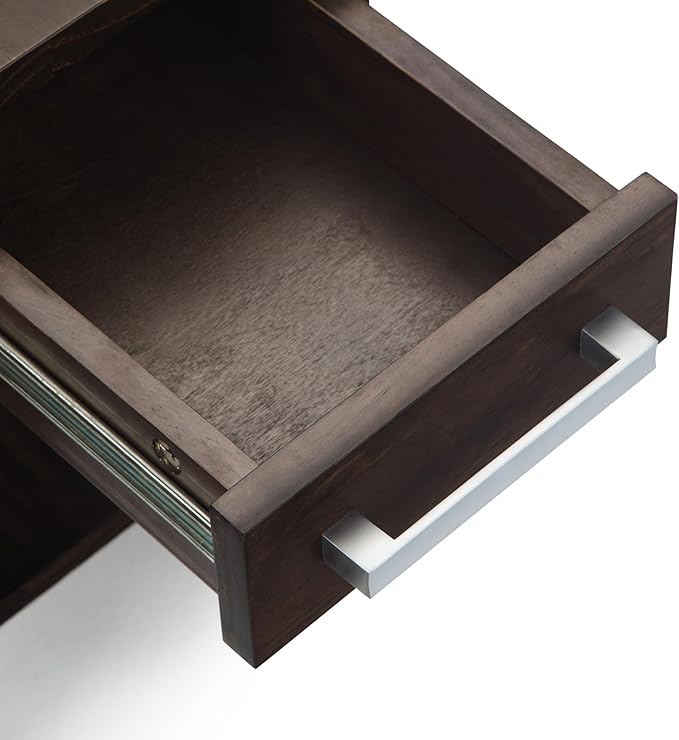 SIMPLIHOME Kitchener SOLID WOOD 14 inch Wide Rectangle Contemporary Narrow Side Table in Warm Walnut Brown for the Living Room and Bedroom