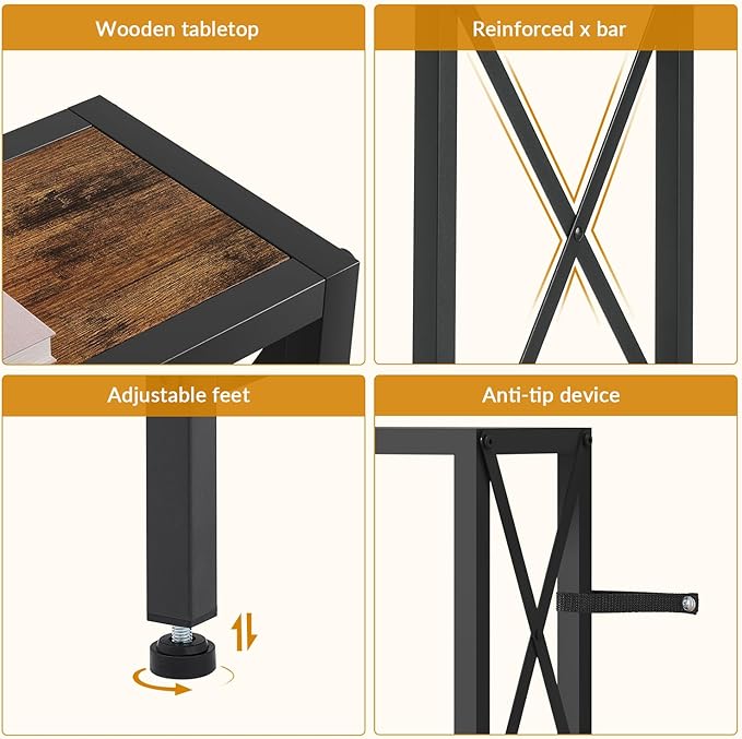 70 in Skinny Sofa Table Behind Couch, Console Table with Oulets & USB Ports for Hallway, Entryway,Living Room, Bedroom, Rustic Brown