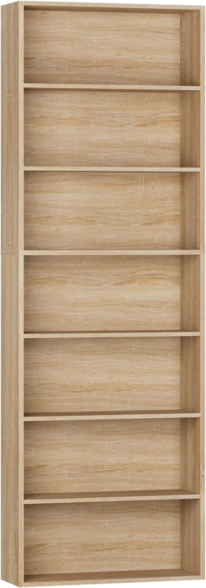 82" Tall Bookshelf, 7-Tier Open Shelves Bookcase, Freestanding Display Storage Shelves, Tall Bookcase Home Decor Furniture for Home Office, Living Room, Bedroom, Light Oak
