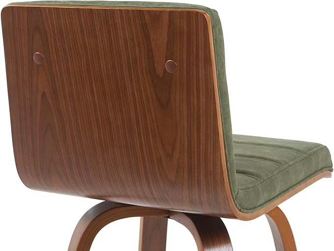 Vienna Modern Swivel Bar Height Stool with Vintage Green Upholstered Seat and Walnut Finished Wood Frame Set of 3