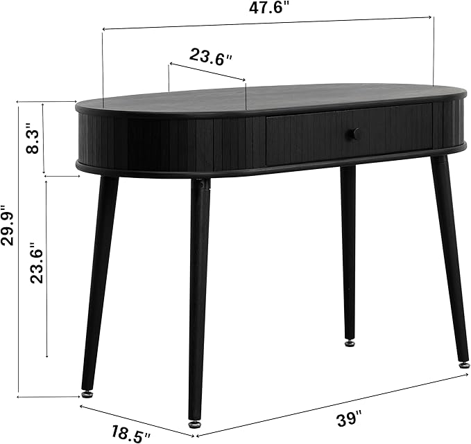 NTC Stream Desk, Modern Wooden Writing Desk with Hidden Drawer, Stylish Vertical Groove Design, Home Office Workstation, Minimalist Study Table, Easy Assembly - Burnt Black