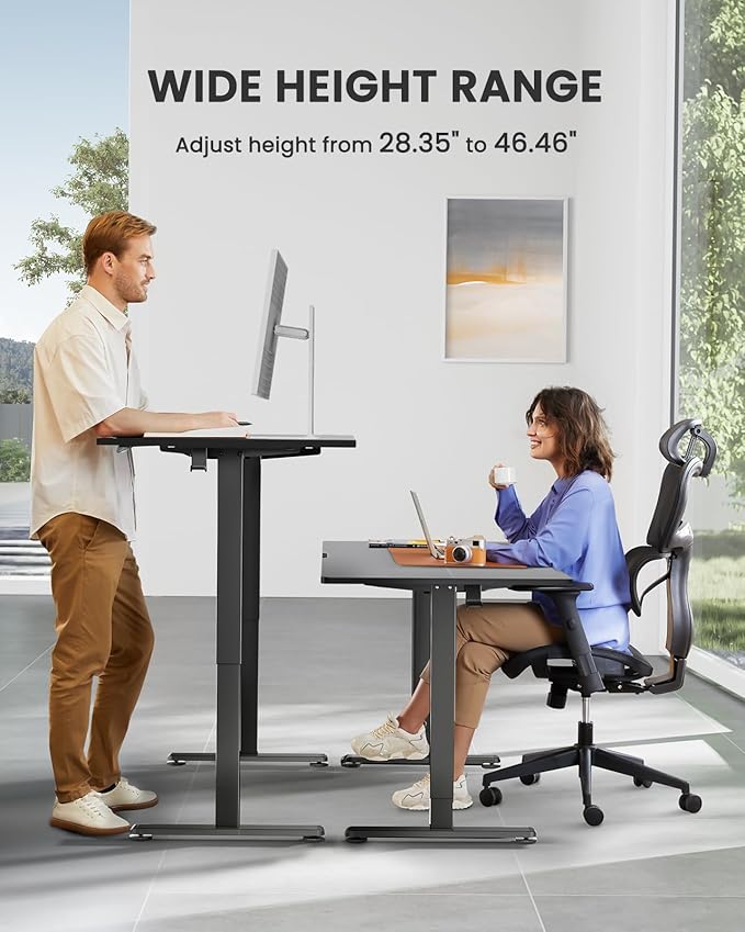 ErGear Electric 71 x 30 inch Standing Desk Workstation, Large Sit Stand up Desk, Memory Computer Home Office Desk, (Black) Ships in One Box