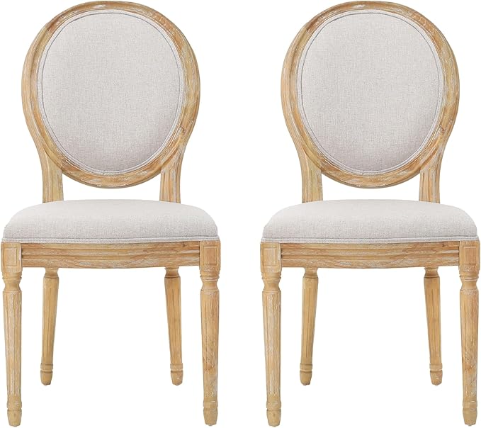 Christopher Knight Home Phinnaeus Polyester Beige Fabric Dining Chair (Set of 2), 2-Pcs Set