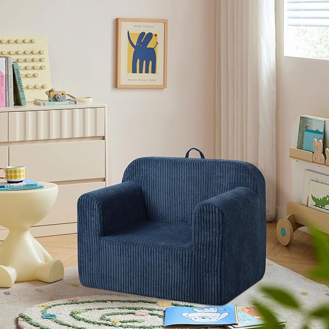 Getifun Foam Kids Sofa, Comfy Toddler Couch, Soft Toddler Armchair for Boys and Girls (Blue)